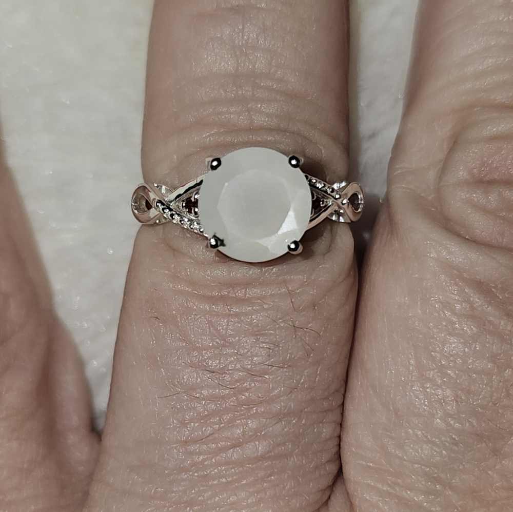 FINAL SALESz 7.25, Moonstone, Cubic Zirconia & Imitation Red Diamond Accents NWT